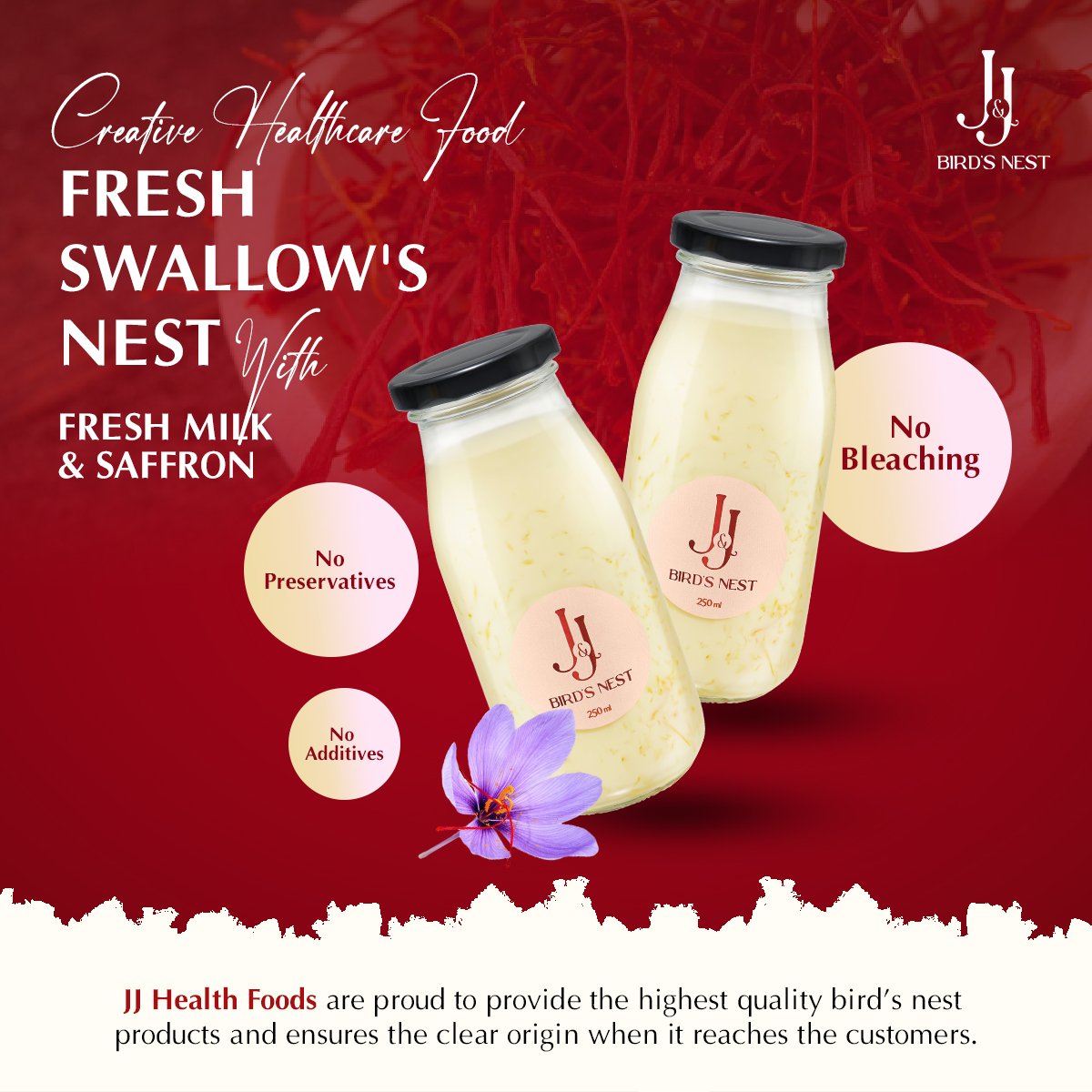 CREATIVE HEALTHCARE FOODS: FRESH SWALLOW'S NEST WITH FRESH MILK AND SAFFRON